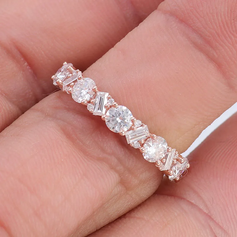 Provence Luxury Wedding ring Solid Gold DEF/VS Lab Diamonds full band Engagement for Women cocktail ring bridal sets Custom