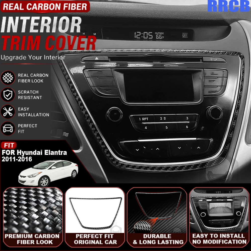 

Real Carbon Fiber Car Radio Bezel Trim Cover Soft Sticker For Hyundai Elantra MD / UD 2011 2012 2013 2014 2015 2016
