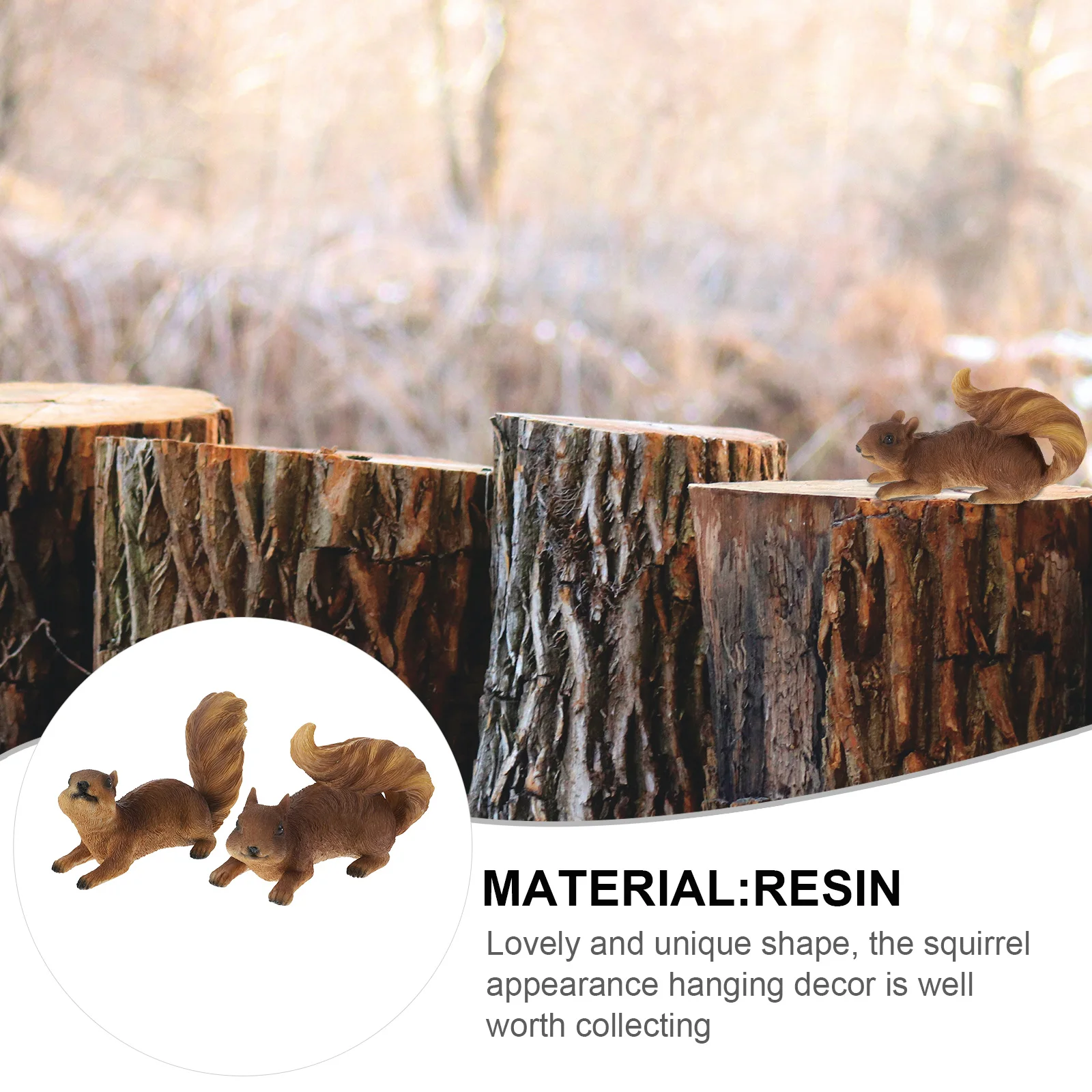 

2pcs Garden Squirrel Statue Resin Squirrel-Shaped Decor Hanging Ornament For Yard Landscape Tree Pendant Outdoor Garden Resin