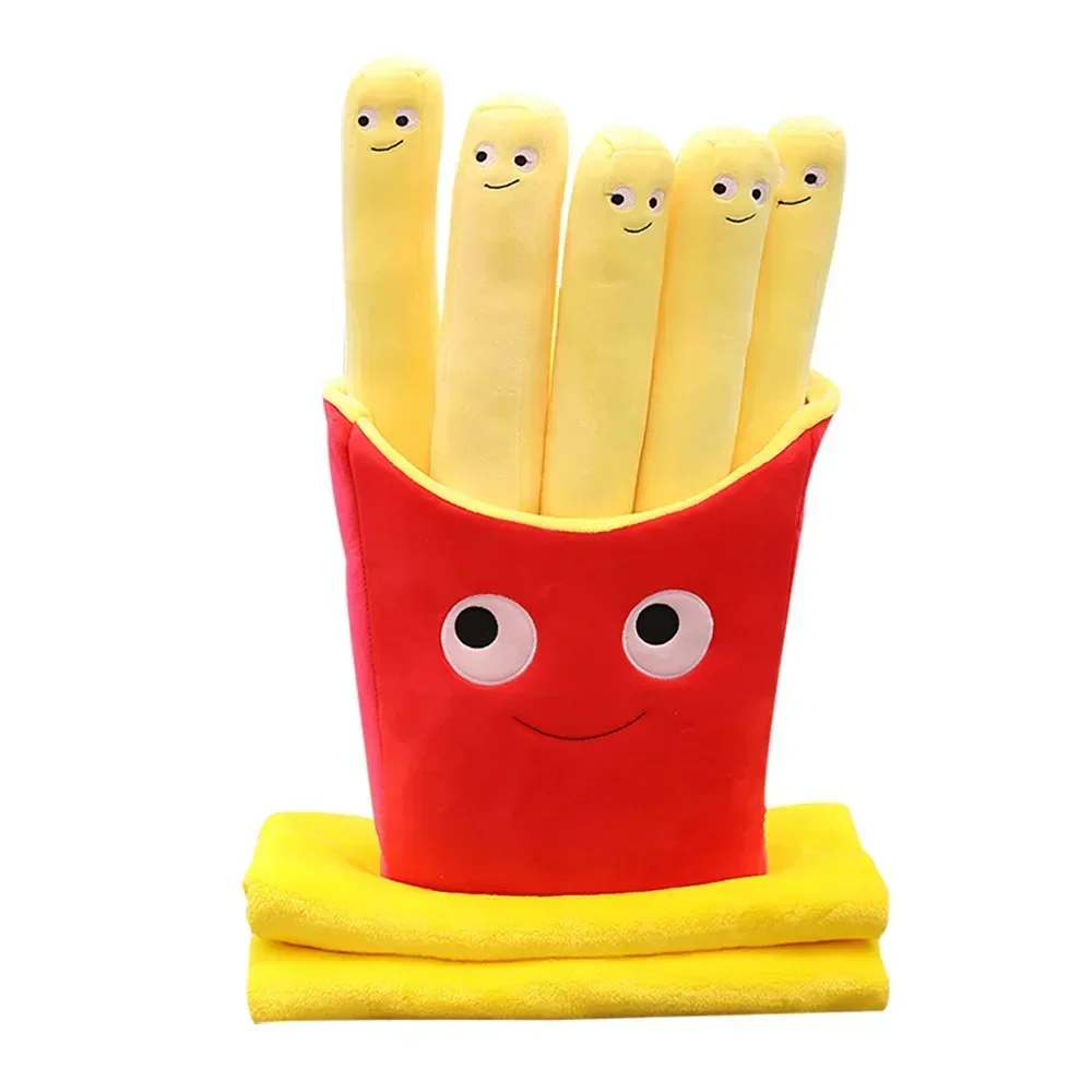 Boneca + cobertor criativo bonito dos desenhos animados frutas batatas fritas segurar travesseiro ar condicionado cobertor morango abacaxi brinquedo de pelúcia presente