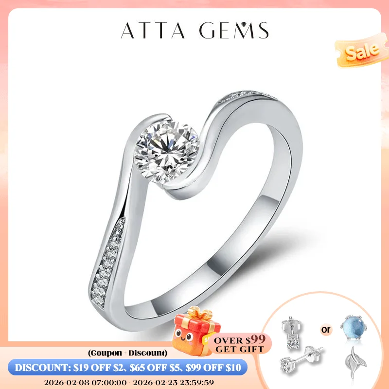 

ATTAGEMS Solitaire Male Ring 5.0mm Round Diamond Moissanite Antique 925 Sterling Silver Ring For Woemen Wedding Fine Jewelry