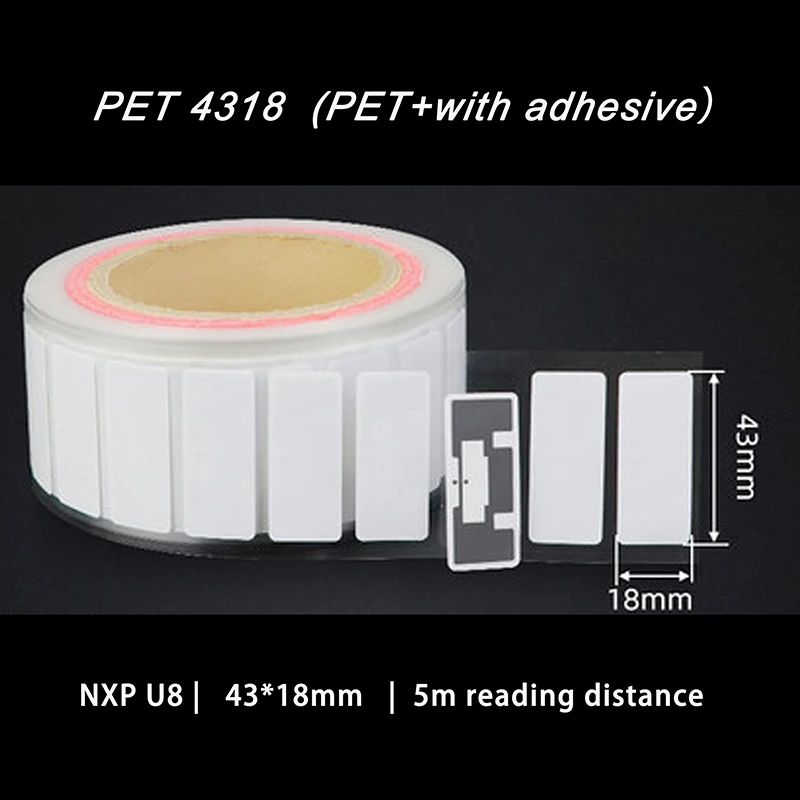 20PCS UHF RFID Anti Liquid Tag NXP U8 U9 Chip Adhesive Sticker PET 18000-6C Class 1 Gen2 860-960MHz Electronic Label