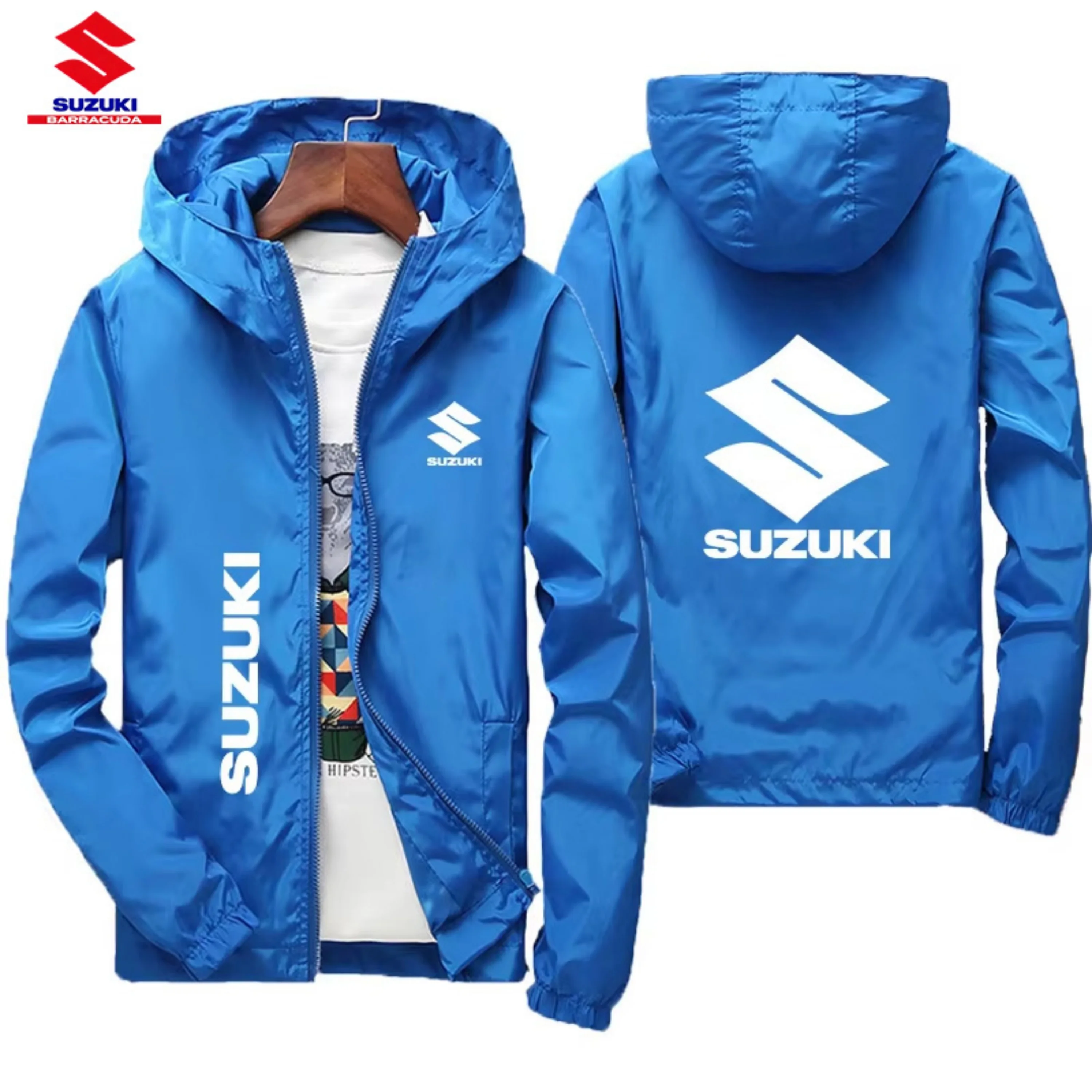 2026 Suzuki Motorcycle Riding Hooded Jacket - Lightweight, Breathable, Reflective, Sun-Protective Outdoor Casual Jacket for Men