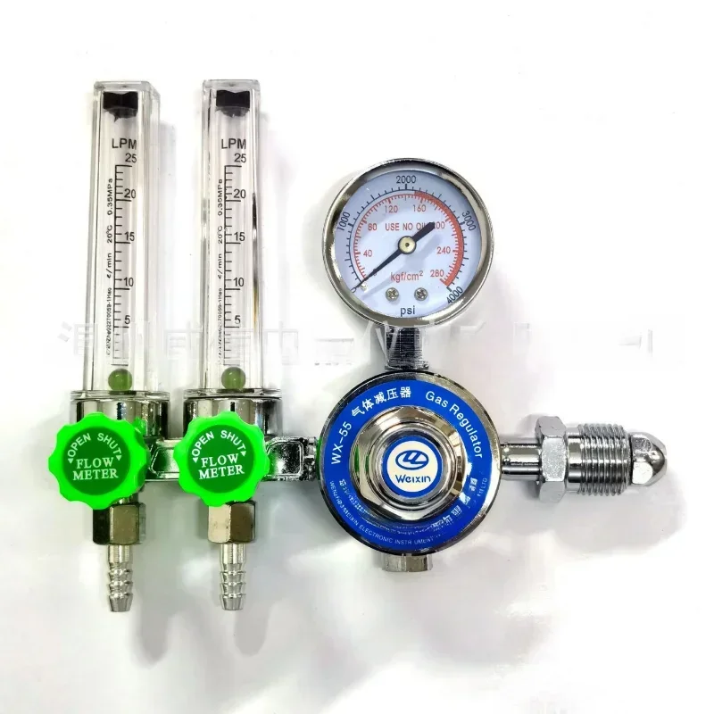 WX-55X-2L Dual Flow Argon Regulator 15MPa G5/8 External Thread Energy Saving AR Pressure Reducer With Flowmeter