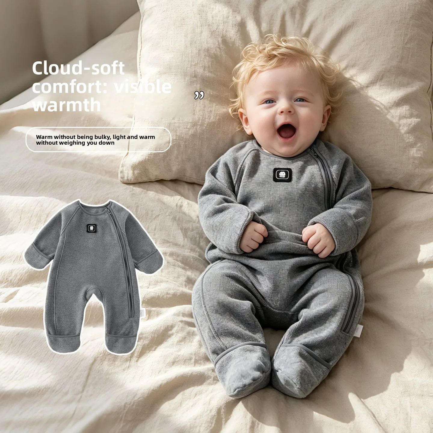 Baby Clothing Zipper - Somenie Kombinezon niemowlęcy z nogawkami, jesienno-zimowy,