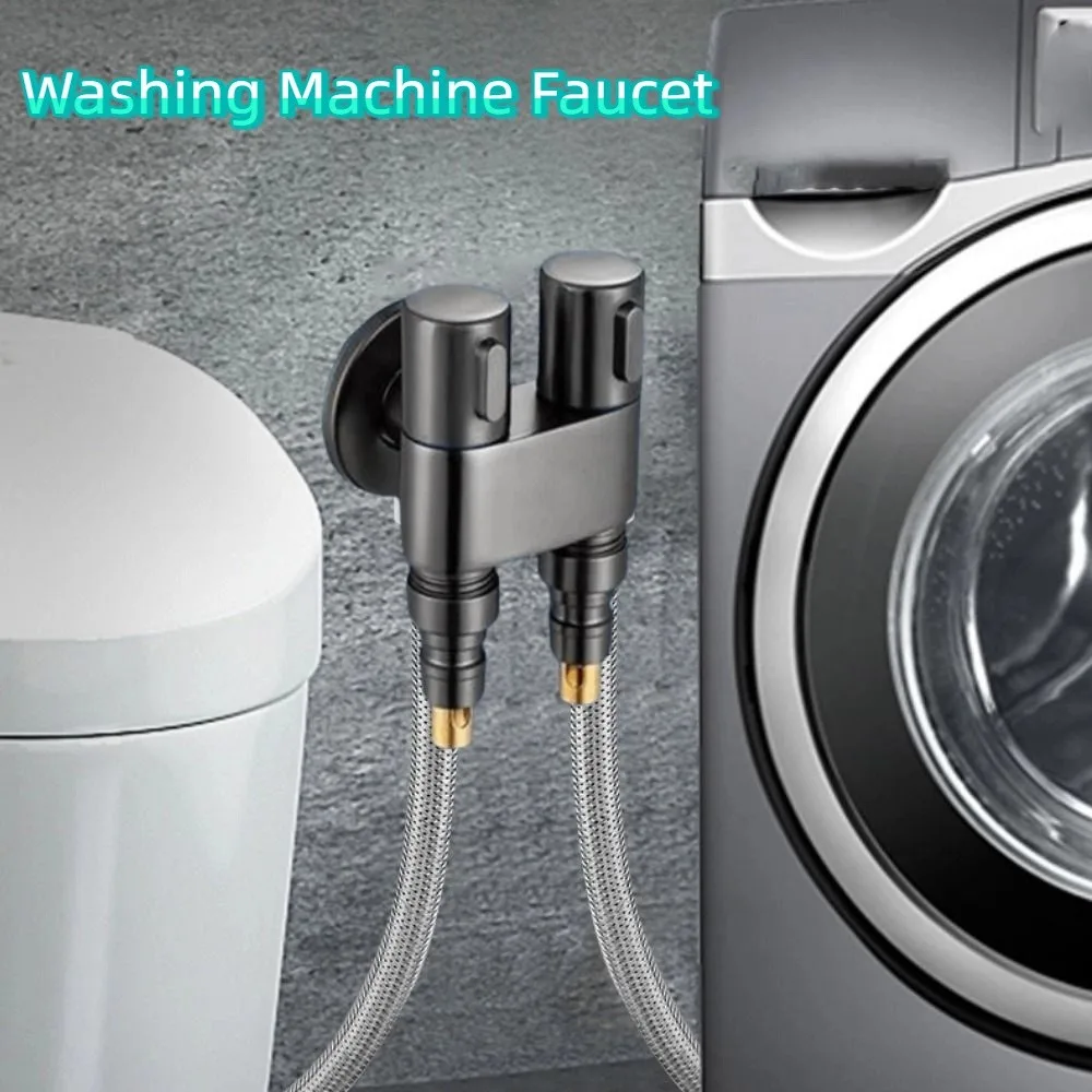 

Dual Control Washing Machine Faucet Brass Automatic Water Stop Faucet Water Stop Valve Leak-proof One in Two Out Angle Valve