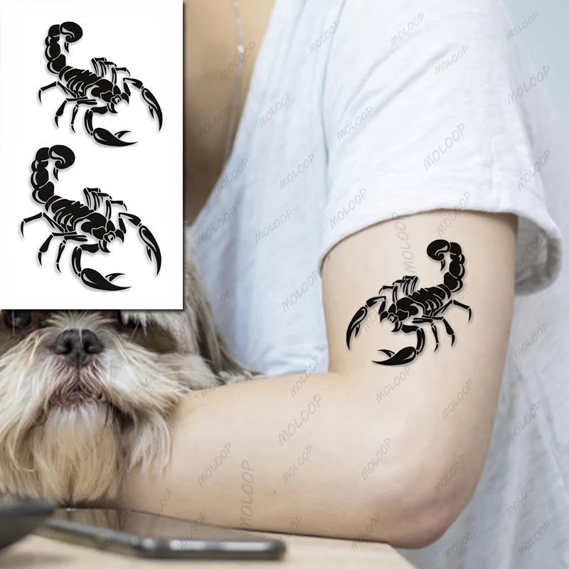 Tattoo Sticker Scorpion Tiger Eagle Snake Animal Rose Flower Temporary Waterproof Hand Arm Foot Makeup Body Art for Men Women