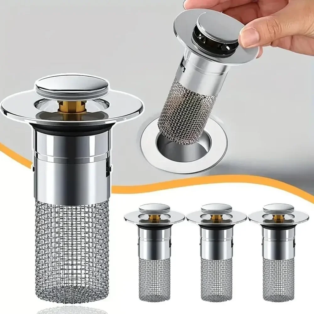 Washbasin Leakage Plug Washbasin Universal Accessories 1PCS, Stainless Steel Anti-odor Bouncy Core, Press Sink Drainage,