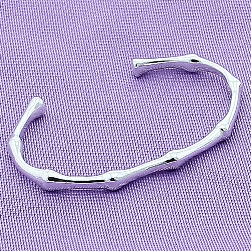

925 Sterling Silver Bamboo Bangle Bracelet For Woman Wedding Engagement Fashion Charm Party Jewelry