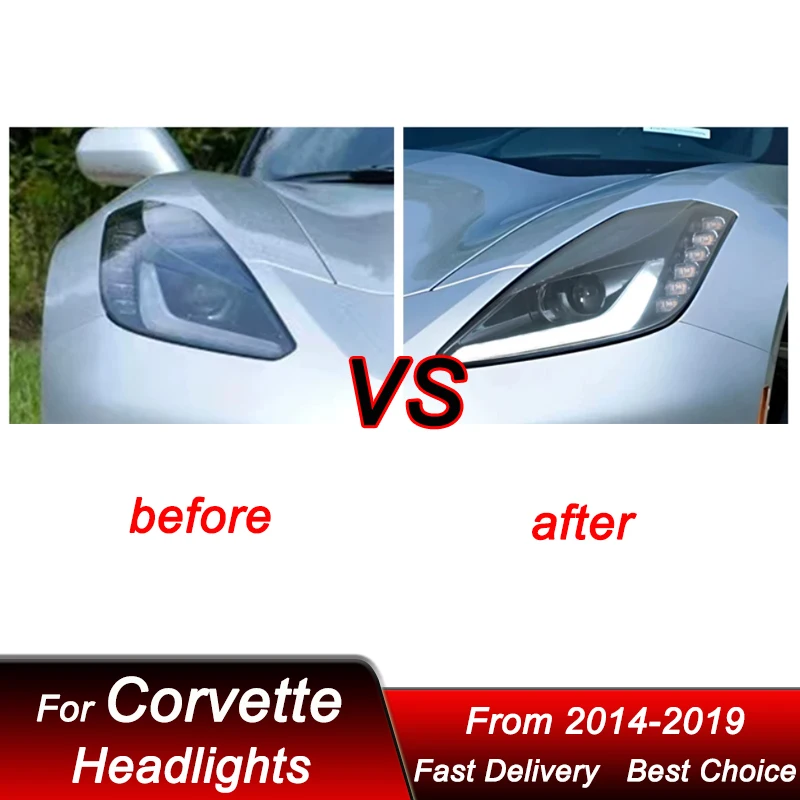 Hot Car Led Headlights For Chevrolet Corvette C7 14-19 upgrade full LED Auto Headlamp Assembly Projector Lens Accessories Kit