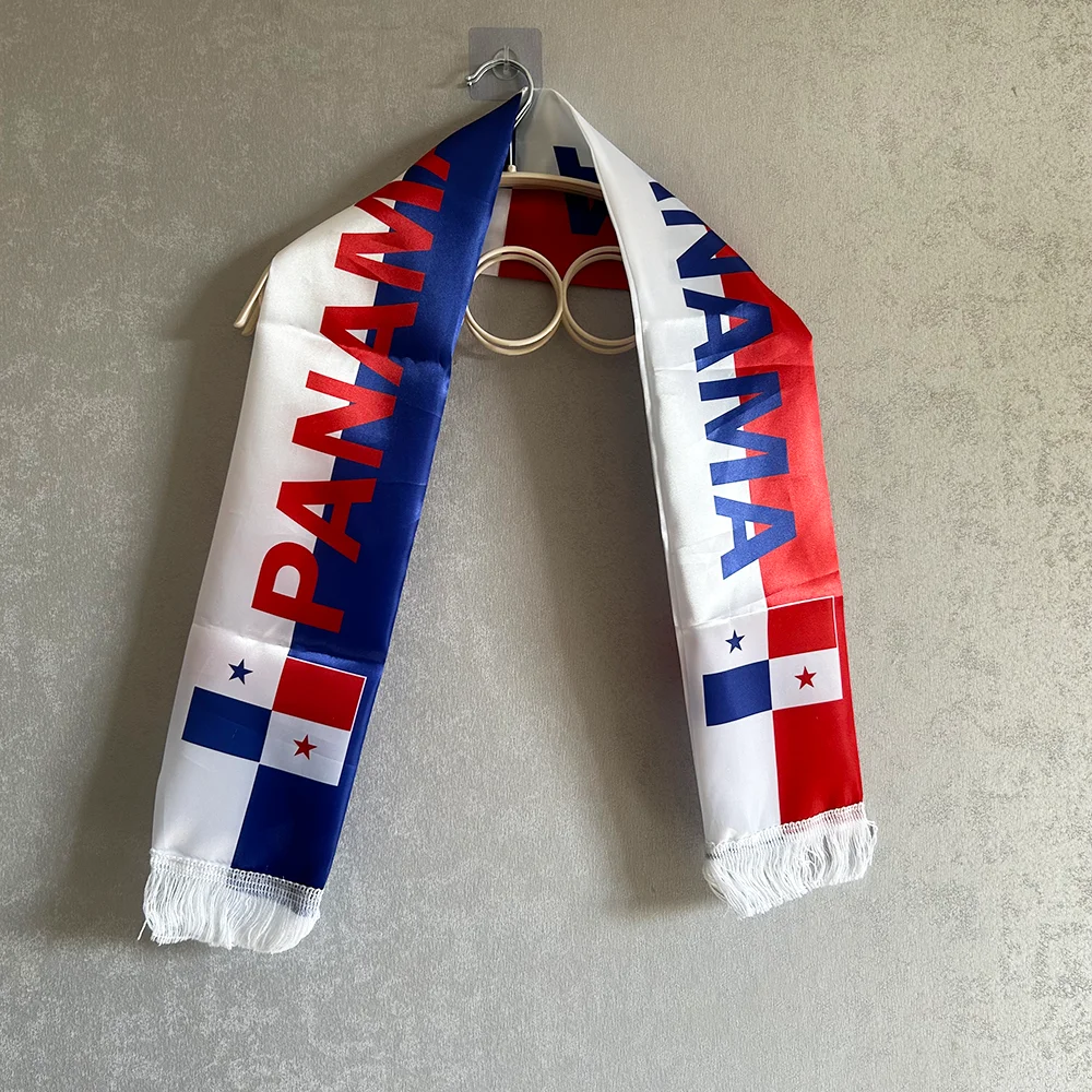Bufanda bandera Panamá Sky Flag 2026 – Satén doble cara con borlas - imagen 3