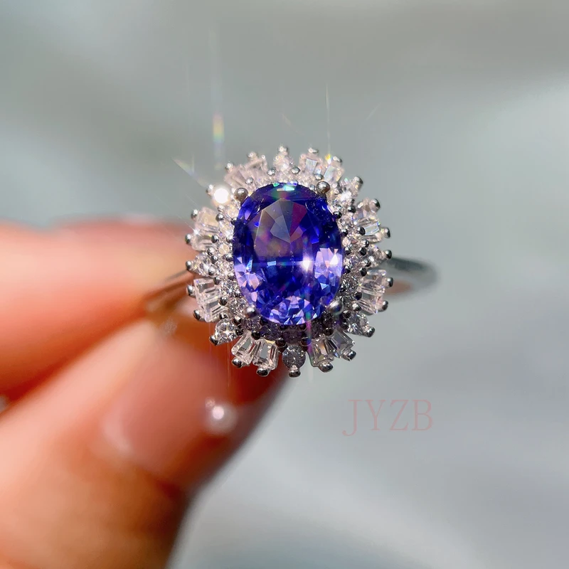 Fine jewelry natural Tanzanite ring with sterling silver ring female original luxury unique gemstone