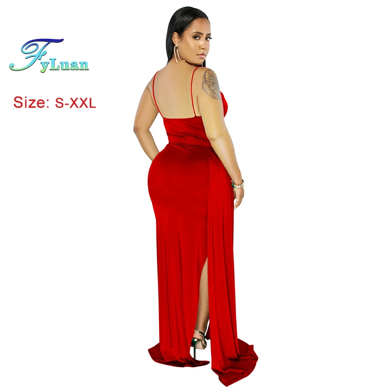 Nwe Stijl Vrouwen Effen Kleur Jarretel Jurk Ruches Off Schouder Backless Split Zoom Slim Fit Ceremonie Meisje Jurk Vakantie Outfits