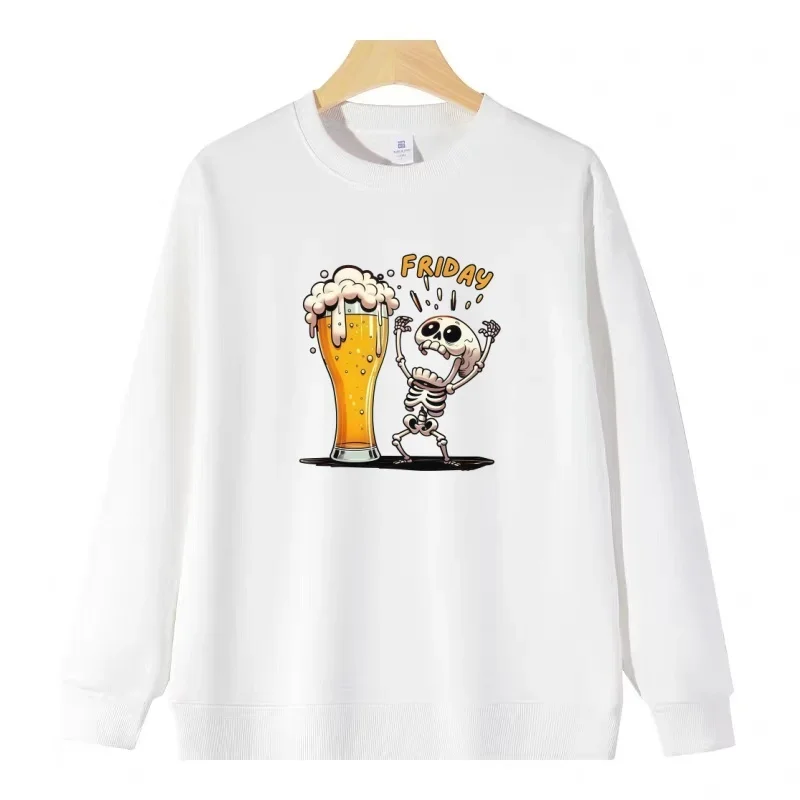 

[Adult and Children's Version] Friday Revelry Skull Beer Print Capless Round-Neck Sweatshirt