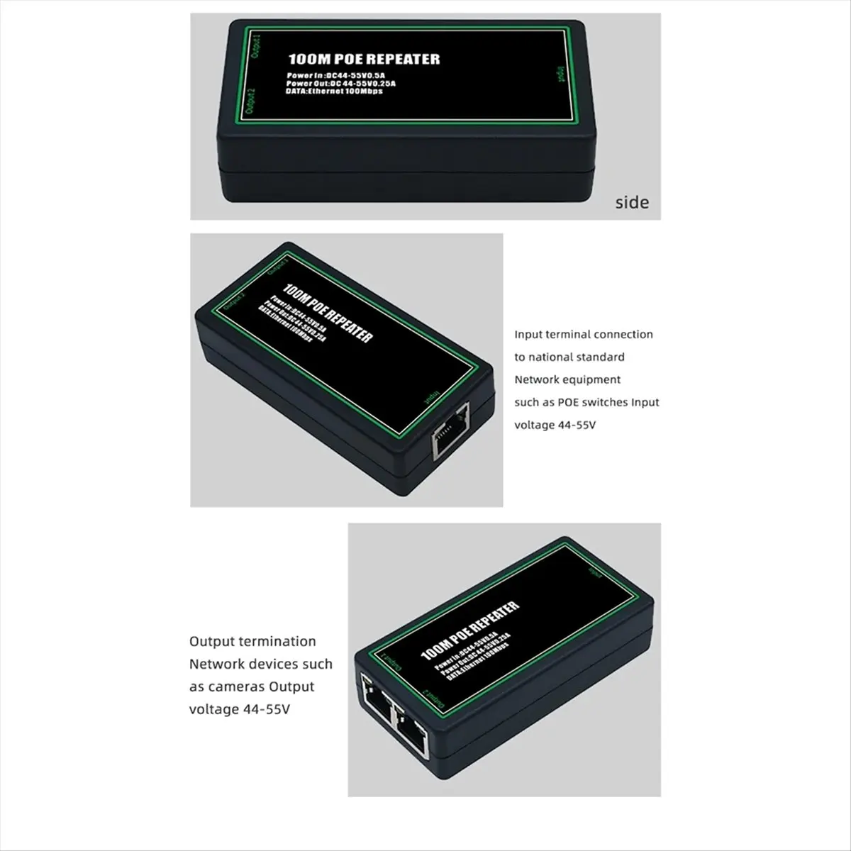 

(BAAY) Удлинитель POE на 2 порта, 1000 Мбит/с, повторитель POE по стандарту IEEE 802.3af, гигабитный, до 100 метров, для IP-камер NVR