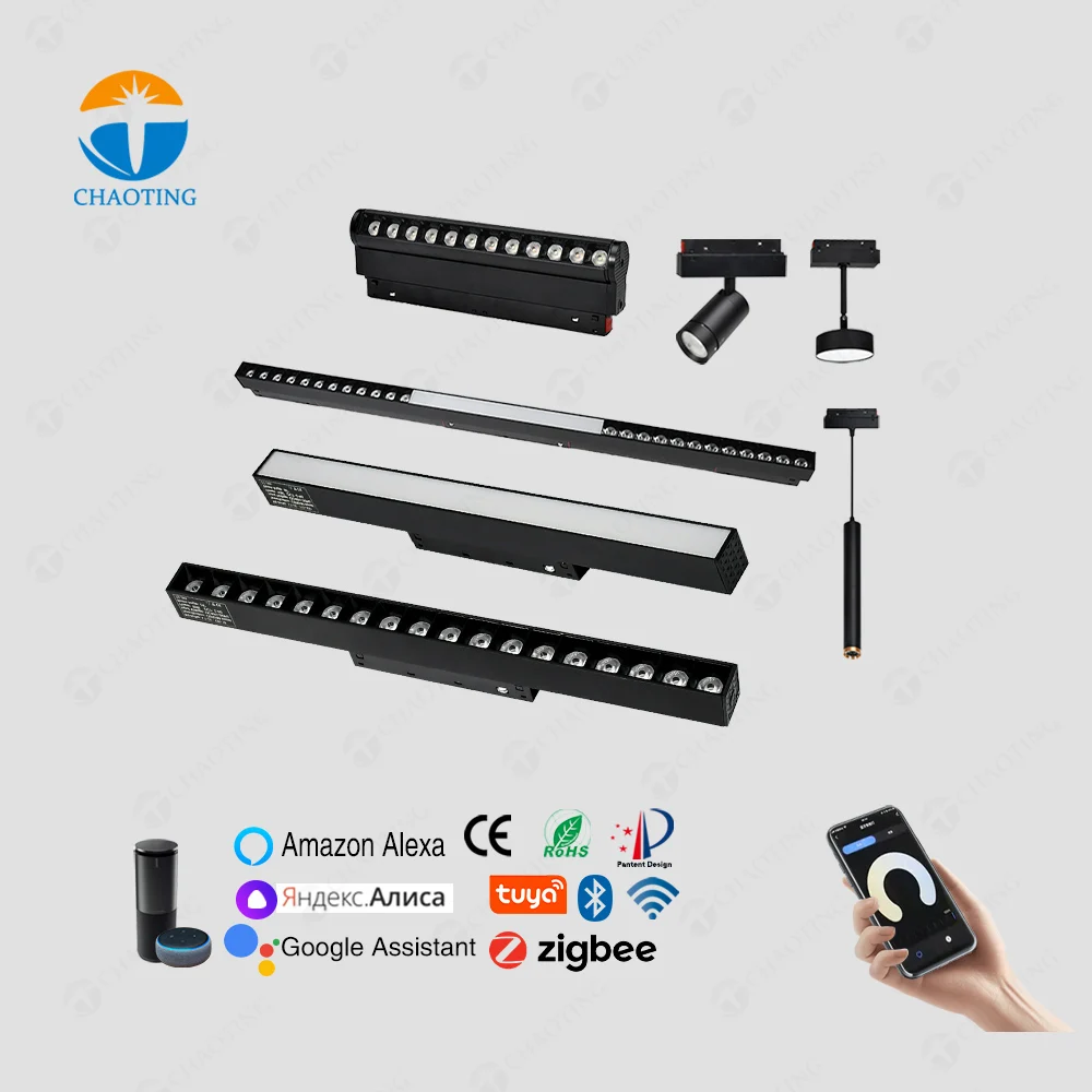 Led Track Magnetic Rail Lamp 48v Dc Surface Mount Suspension Recessed Magnetic Led Track Lighting Linear Fixtures
