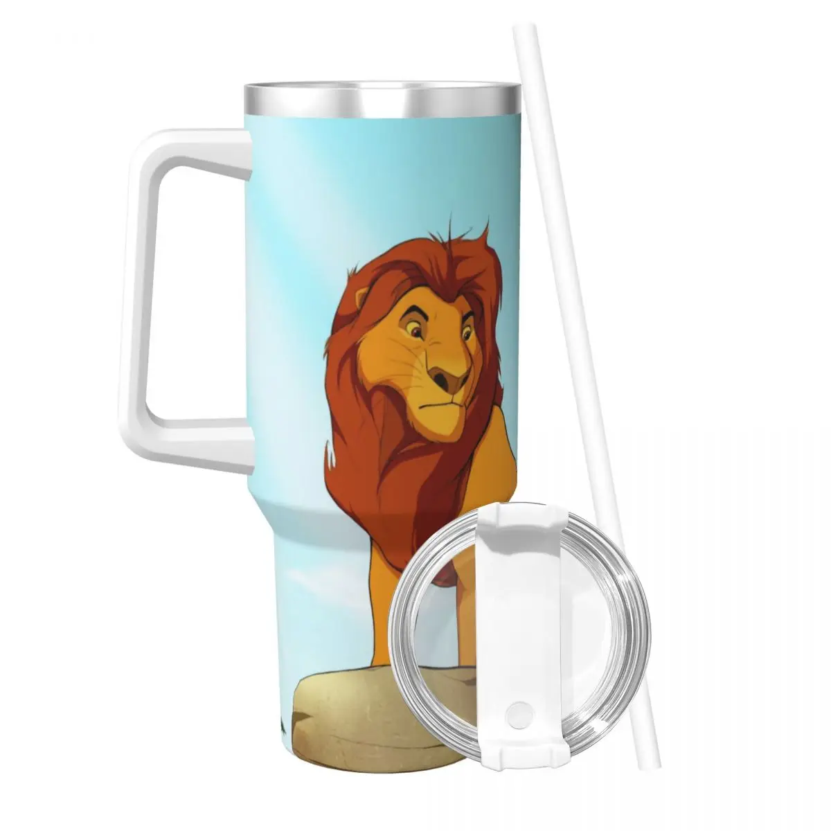 Mufasa And Scar Tumbler Lion King Hot Drinks Water Bottle Portable Stainless Steel Thermal Cups Design Travelist Car Mugs