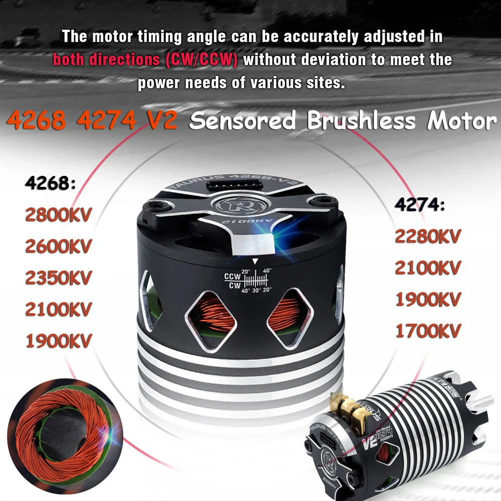 

ROCKET-RC 4268 4274 V2 Sensored Brushless Motor 1900/2100KV for Traxxas Wltoys HSP 1/8 1/7 RC Buggy Monster On-road Truck Car