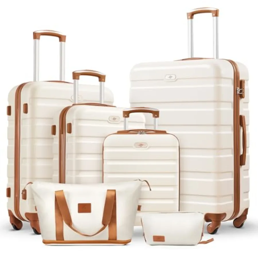

Suitour 6 Piece Luggage Sets 16 20 24 28 inch Hardside Carry-on and Checked Suitcase Set with Expandable Travel Duffle Bag in B