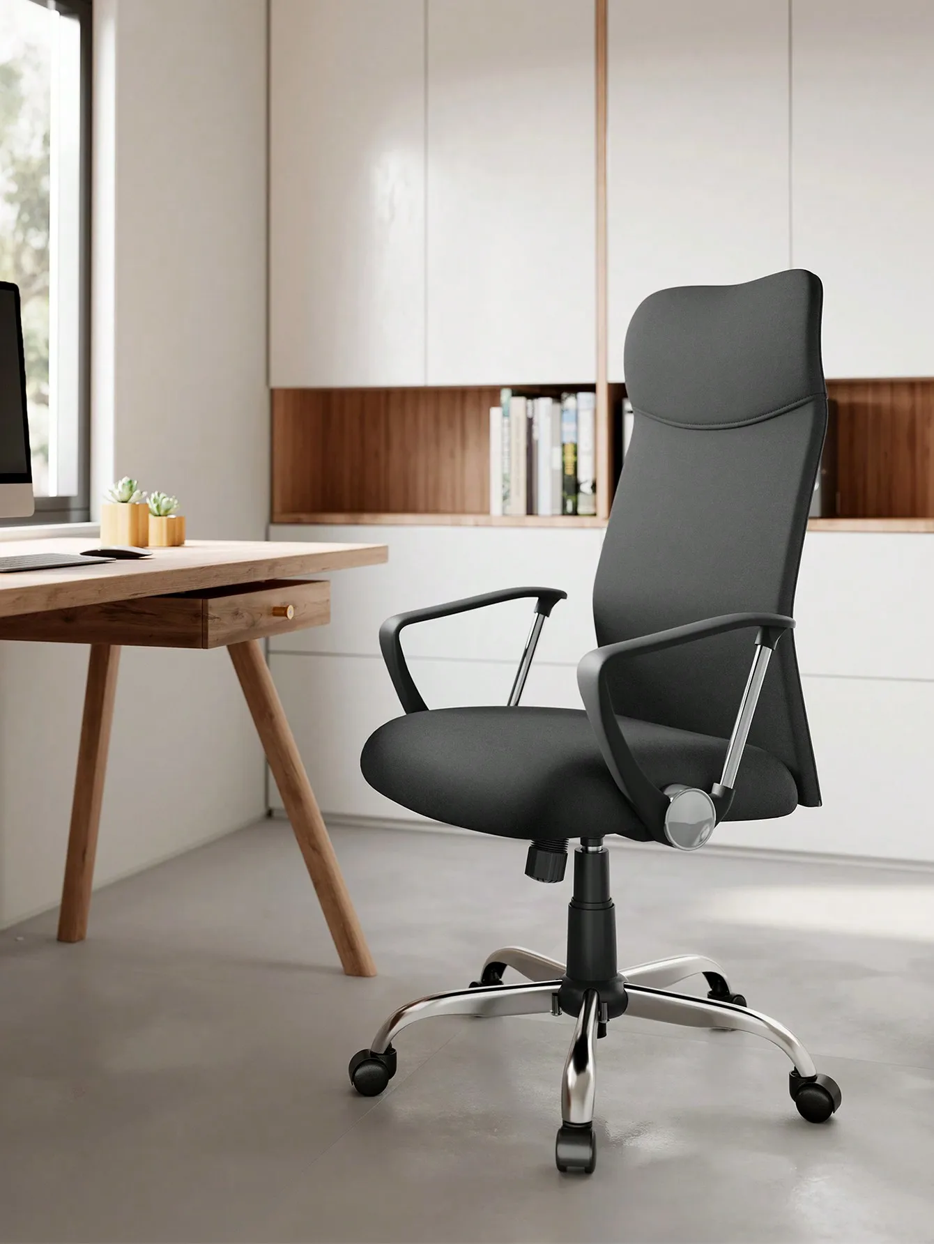 SONGMICS Sedia da Ufficio, Sedia da Scrivania Ergonomica, Sedia Girevole, Seduta Imbottito, Regolabile in Altezza e Inclinabile, Portata di 120 kg, Grigio/Beige Cappuccino/Nero/Rosa Pastello