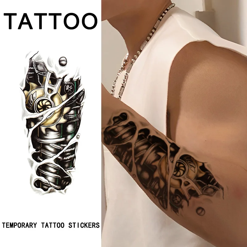 1Pc Mechanical Style Temporary Tattoo Stickers, Long-lasting and Waterproof, Realistic Fake Tattoos for Man and Women.