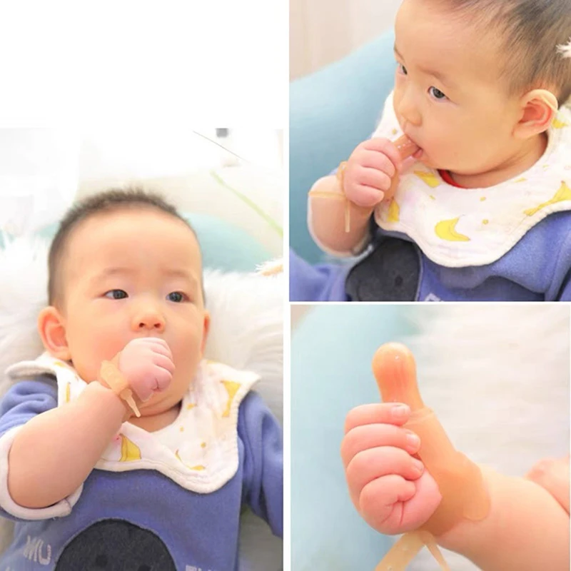 Nontoxic Silicone Baby Kids Child Finger Guard Stop Thumb Sucking Wrist Band Silicone Pacifier