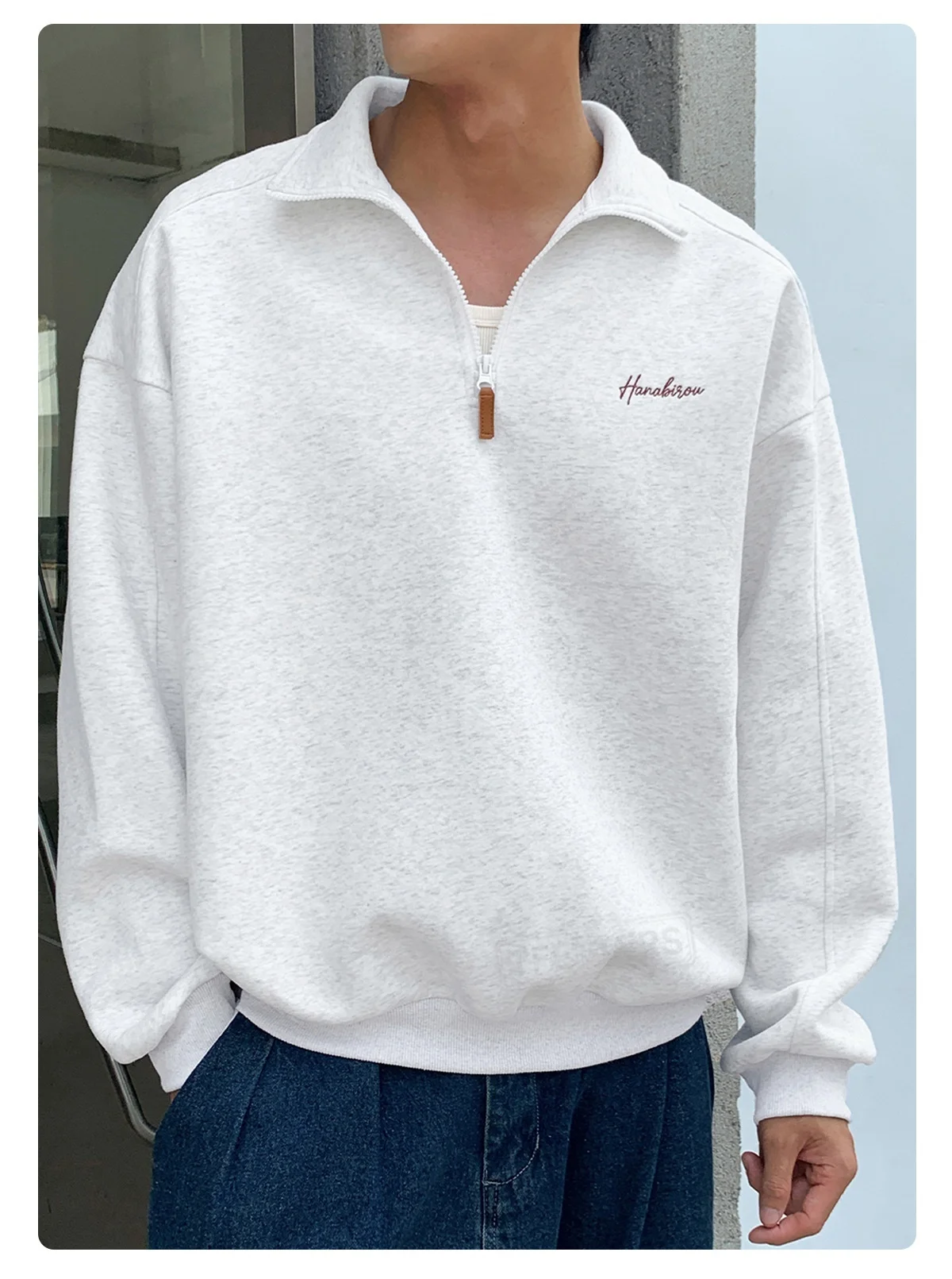 TFETTERS EU Size 2026 Autumn Casual Half Zip Pullover Men Stand Collar Minimal Letter Embroidered Long Sleeve Sweatshirt Man