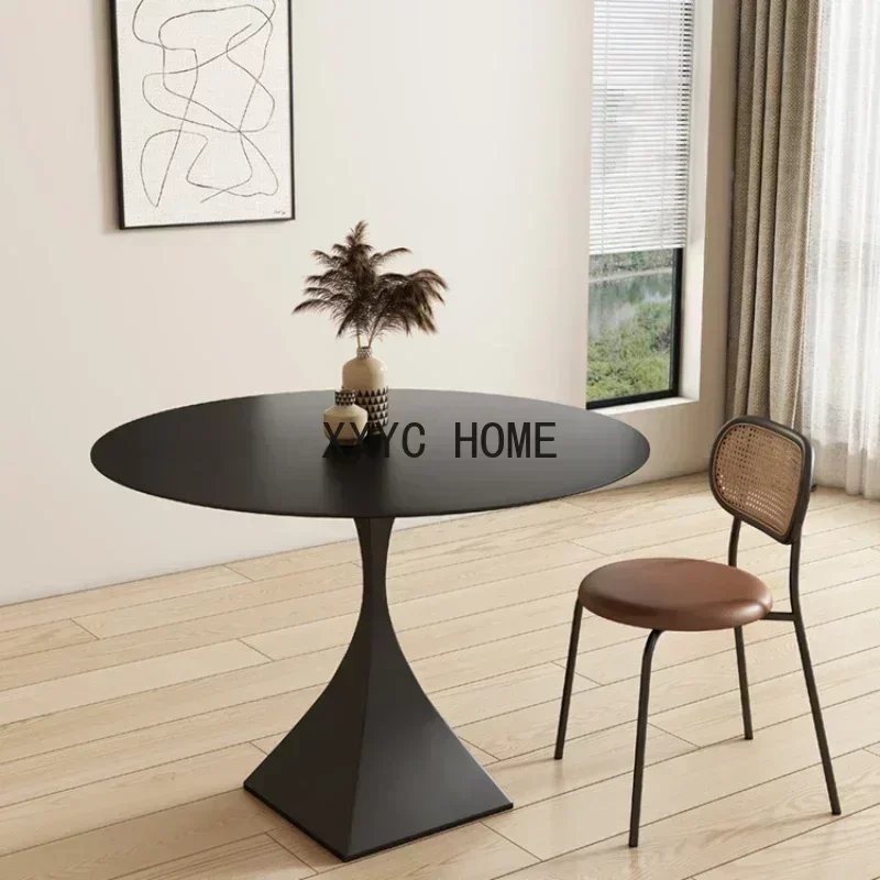Tavolo da soggiorno retrò in ardesia Semplice rotondo nordico nero minimalista moderno Mesas De Comedor Mobili per la casa HD50CZ