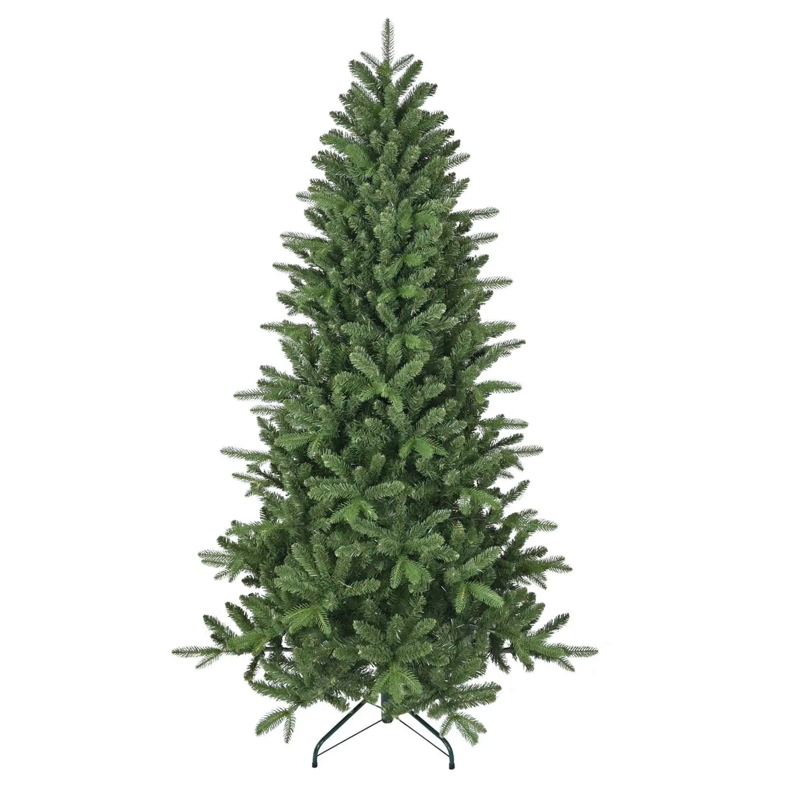 

Artificial Hinged Pine Christmas Tree 6ft Full PVC Branches Easy Assemble Holiday Tree with Metal Stand for Living Space