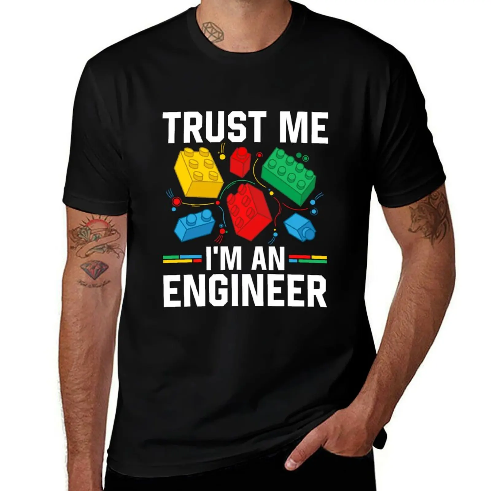 

printed I'm man for T-Shirt man Building Blocks shirts t shirts T-Shirt Master fit for slim An t Kids Builder Engineer