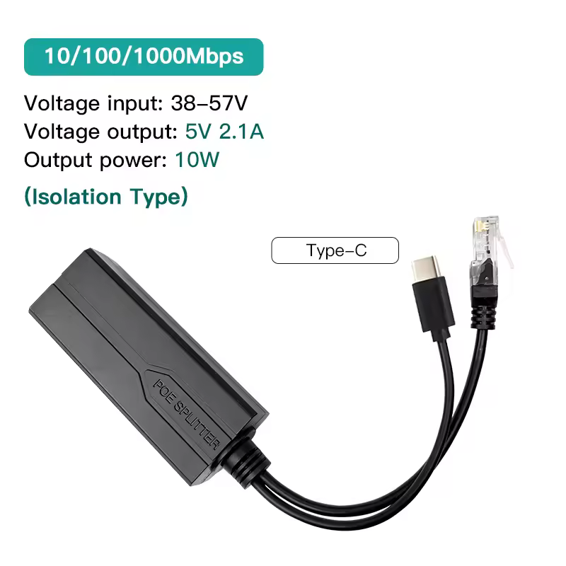Standard POE Splitter 48V to 5V 12V 1.2A 2A Micro USB tpye-C 100M/1000M POE Camera Injector Power Supply for Huawei Hikvision - Image 14