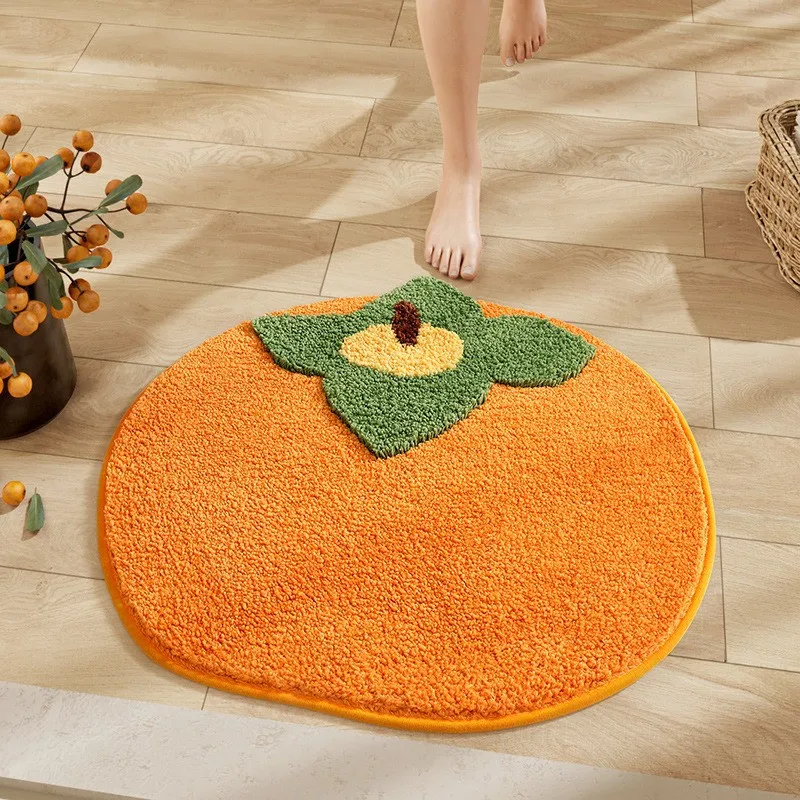 

Flocked Fruit Persimmon Avocado Strawberry Shape Home Entrance Mat Bedroom Bathroom Door Non-slip Foot Rug