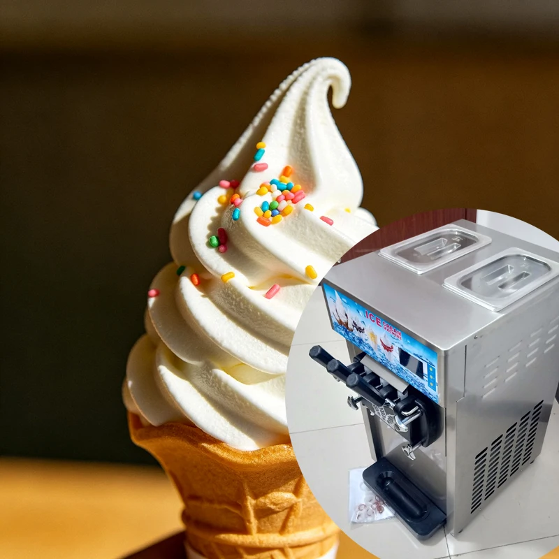 

Small Size Soft Ice Cream Machine Large Output Continuous Three-color Desktop Ice Cream Machine