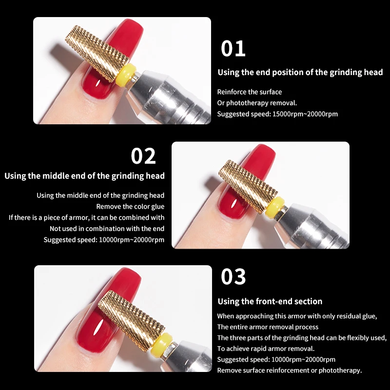 Nail Drill Bits Tungsten Steel Gold Electric Cuticle Clean Rotary For Manicure Pedicure Grinding Head Sander Polishing Tool