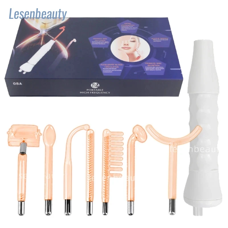 Skin care 7in1 High Frequency Electrode Wand Acne Blemish & Wrinkle Bags Multifunctional Beauty Appliance Facial Care Tool lesen