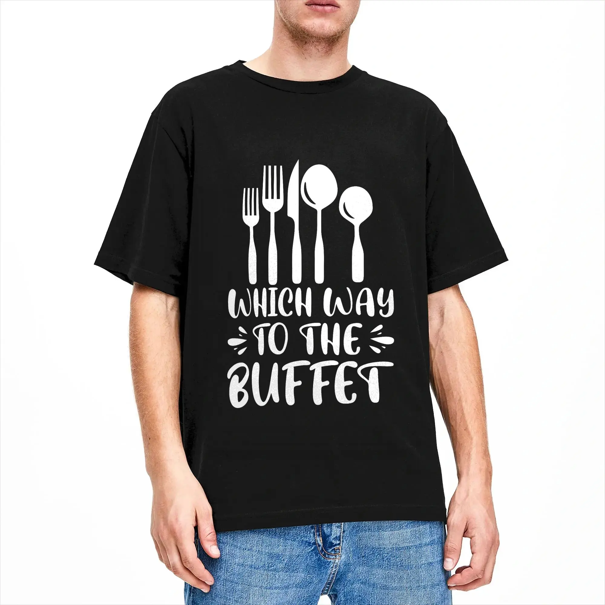Which Way To The Buffet T Shirt  Trending T-Shirts Short-Sleeved Y2K Casual Tops Summer Cotton Plus Size 5XL Tees