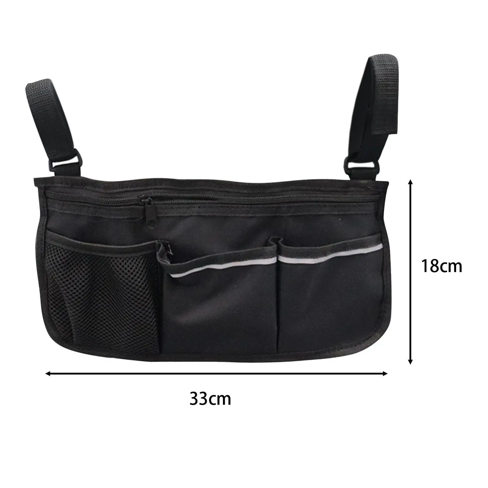 Walker Side Bag Walker Pouch Bag, Oxford Cloth Portable with Cup Holder, Hanging for Walkers Travel Rollators Bed Rail