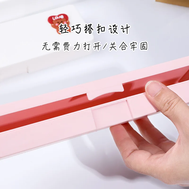 Simple Ins Cartoon Stationery Box Student Frosted Pencil Box Multi-function Storage Large-capacity Storage Box Gift