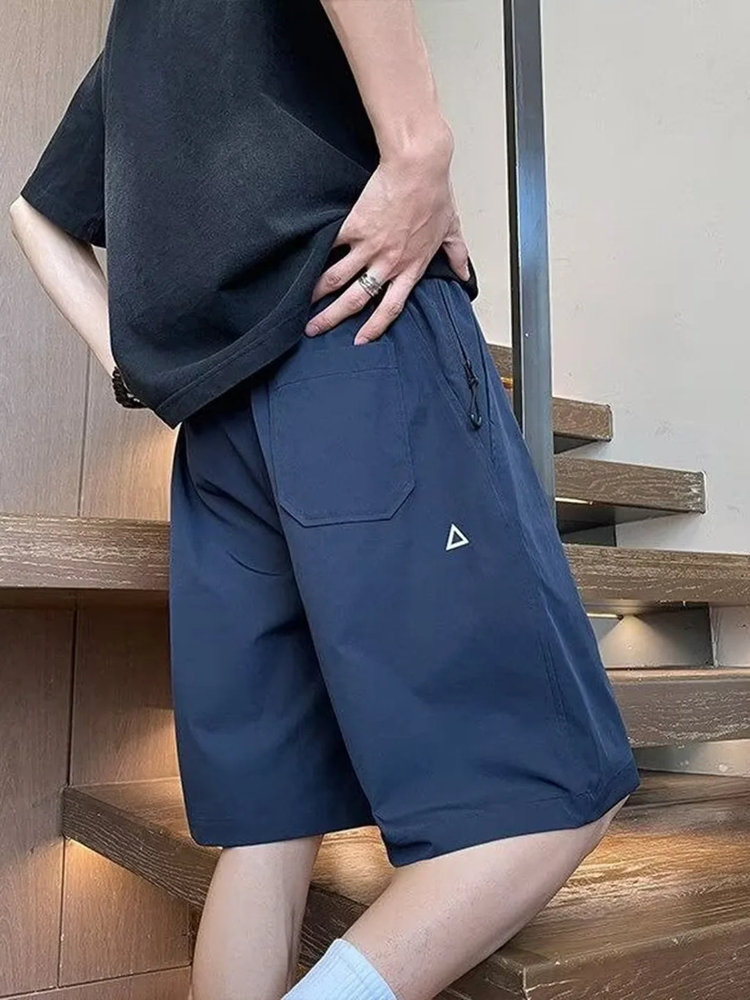 

Men's Summer Qui Dry Workwear Pants Faionable Casual Sport Five-Quarter Length Vintage Straight Leg Elastic Waist Jeans