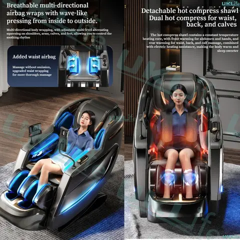 Luxe 2026 MAX6D dual-core jade massagestoel, nul zwaartekracht met AI-stembediening, 152 cm dubbele SL track- en kuitstimulator