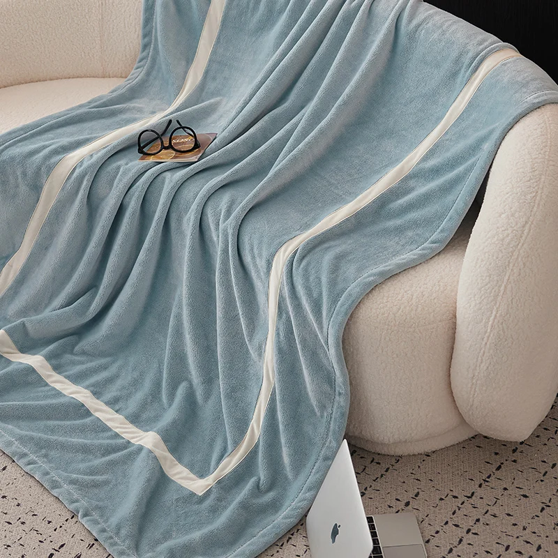 New Fashion Flannel Blanket Fleece Blandets Soft Warm Solid Beige Winter Throw 200*230cm Bed Linen Sheet Bedspread Home Textile