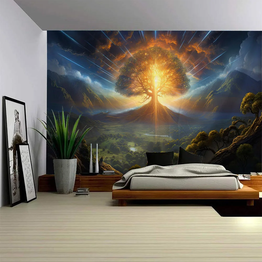 Tree of Life tapestry living room psychedelic landscape poster perfect home background decoration starry sky night wall hanging