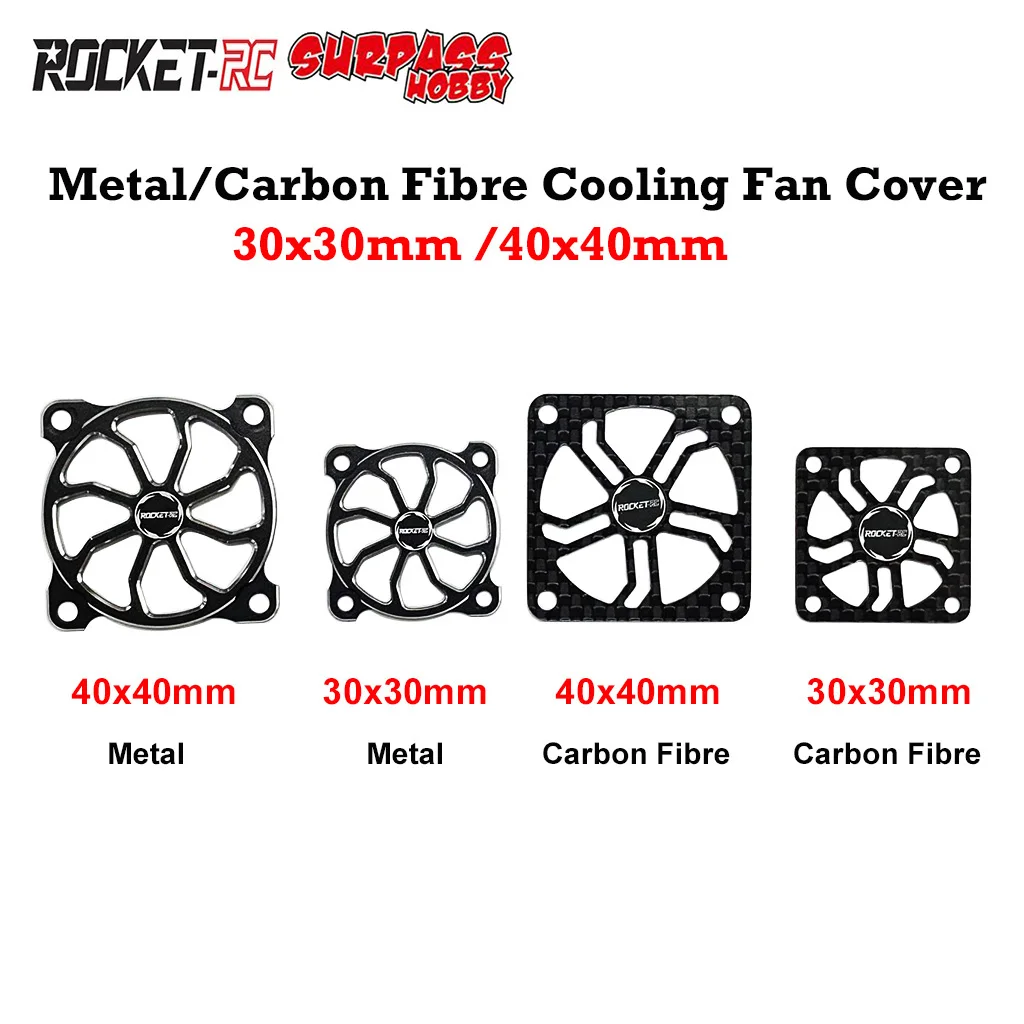 Rocket-Rc RC ESC Cooling Fan Protective Cover Guard 30mm 40mm Metal Cooling Fan Cover Carbon Fibre Cover Plate with Screws Parts