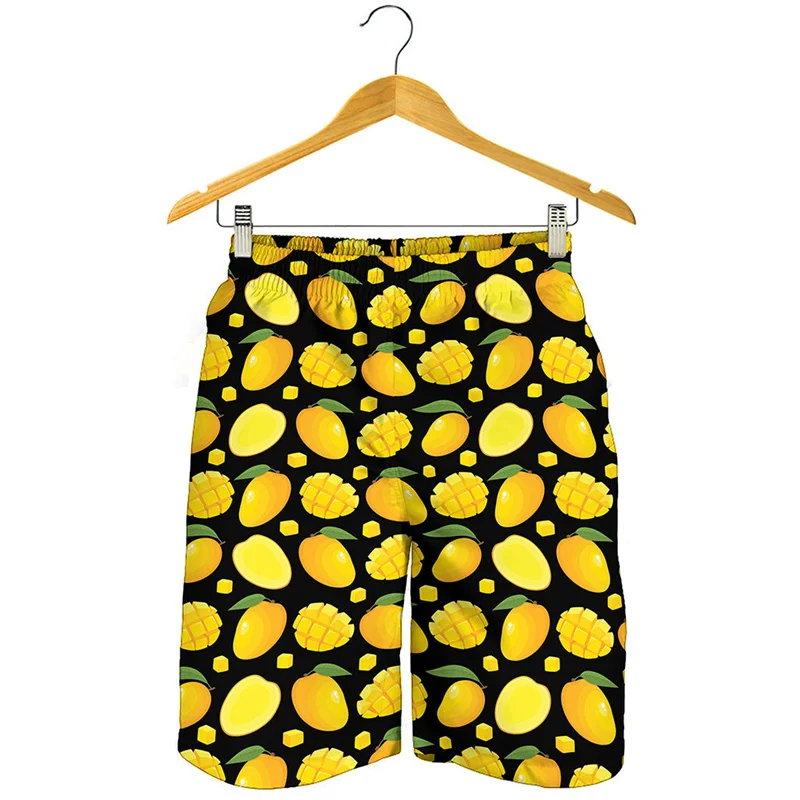 Cute Mango Pattern Beach Shorts Men Women 3D Printed Fruits Short Pants Summer Street Short Pants Swim Trunks Surf Board Shorts