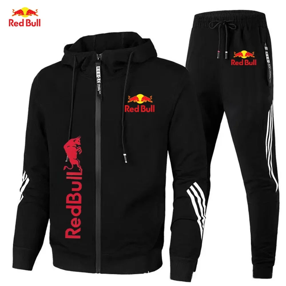 

Men's trendy clothing set outdoor sports quick drying sweatshirt zipper hooded jacket top+trendy sweatpants two-piece set