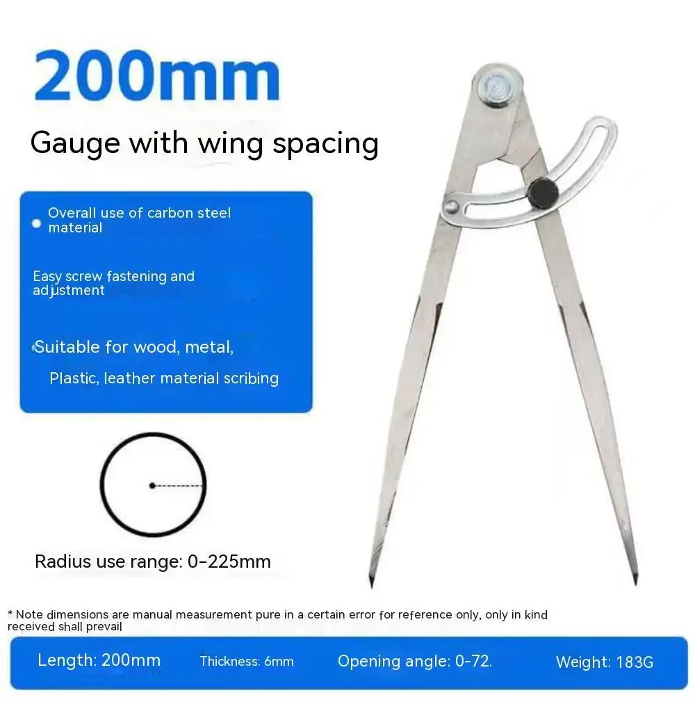 Boussole pour le travail du bois, boussole de charpentier 100MM-200MM, outil de marquage circulaire, outil de conception pour le dessin géométrique