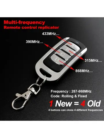 Multi Frequency Duplicator 280-868MHz Fixed & Rolling Code 433MHz Garage Door Gate Remote Control Handheld Transmitter
