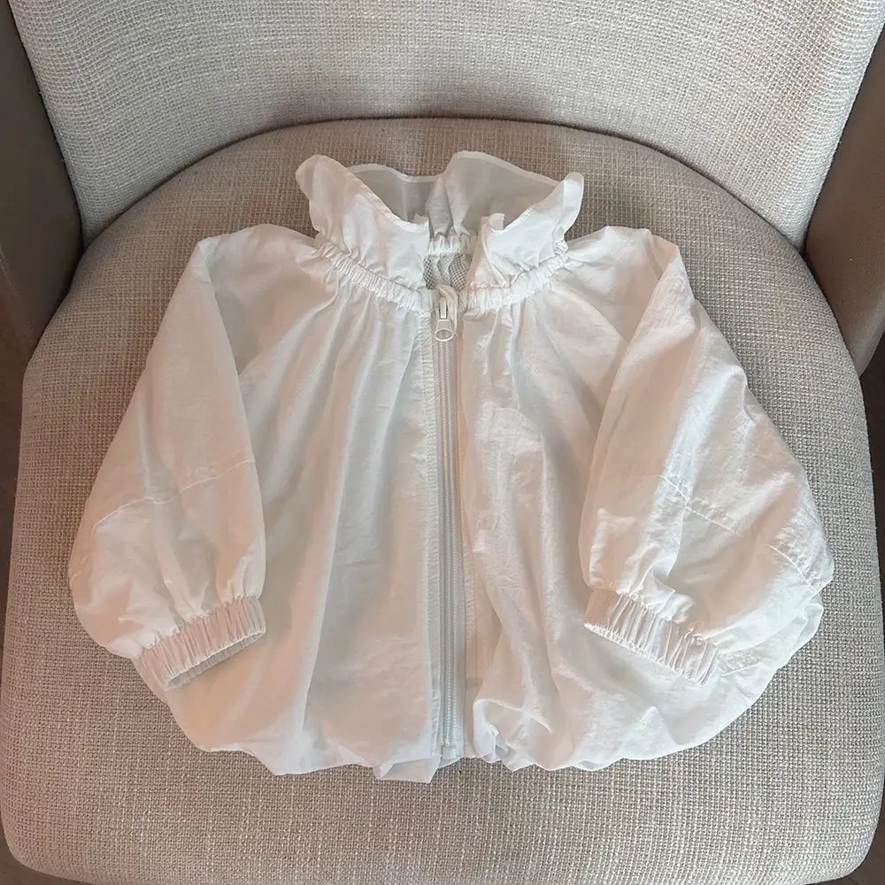 2026 Summer New Lace Soft Comfortable Cotton Jacket Baby Lace Sheer Jacket Little Girls Top
