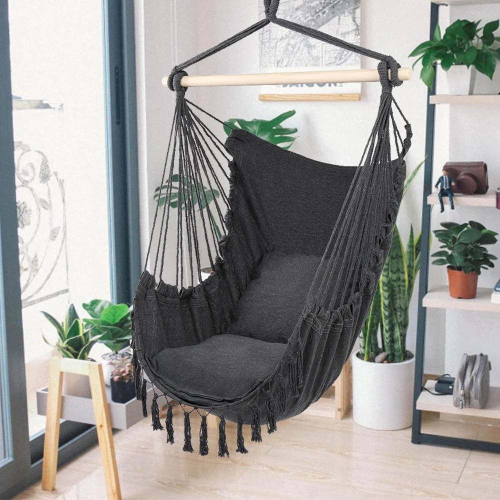 

1.5*1.2m Tassel Plus Pillow Hanging Chair Gray