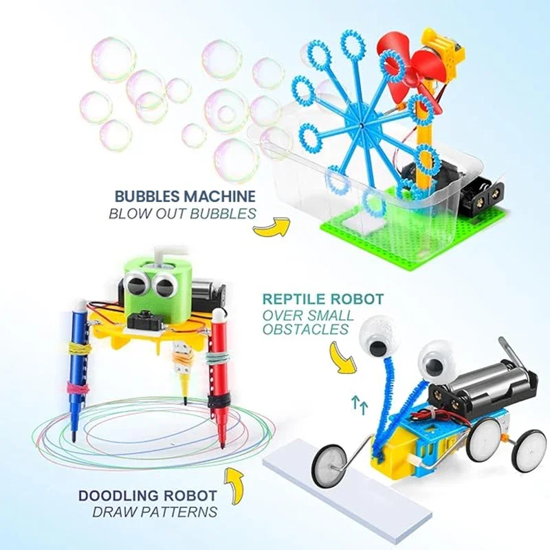 6in1-diy-キット科学実験落書きロボットモデルバブルメーカー科学おもちゃアクティビティおもちゃ電子モーターの組み立て